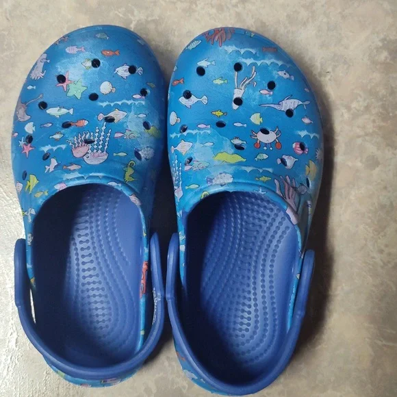 Kids Blue Ocean-Themed Clogs By Zara Home Size 24/25 - Picture 2 of 7